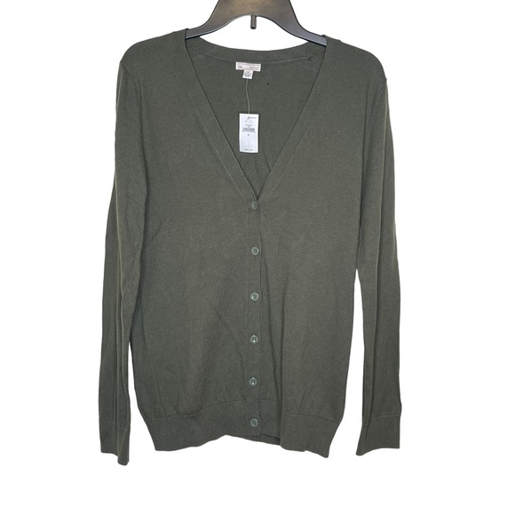 Gap Women's Cardigan Sweater Cotton Button Up Relaxed Fit Cozy Green Medium NWT - Picture 1 of 10